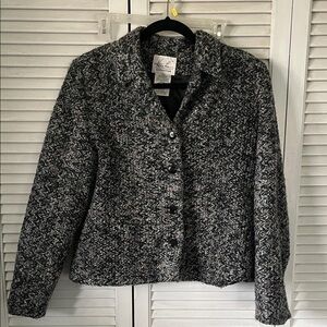 Kathie Lee Black and Gray Textured Button Front Jacket